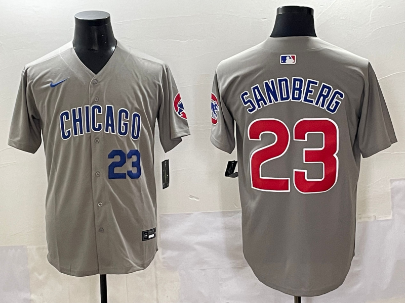 Men Chicago Cubs #23 Sandberg grey MLB Nike 2025 Jersey style 004